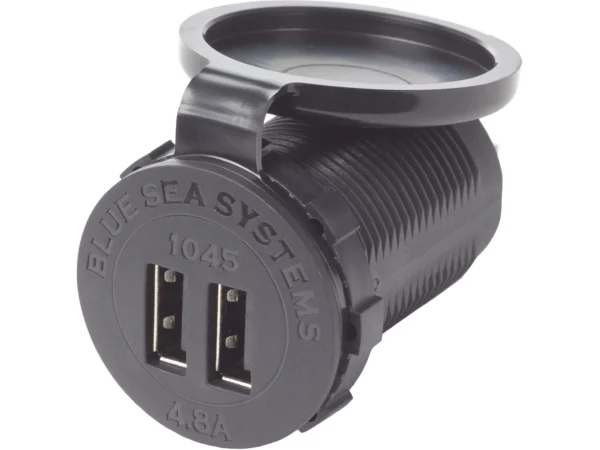Blue Sea Dual USB 4.8A Charger Port 12/24vDC Socket Mount