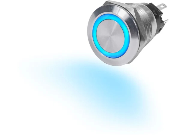 Blue Sea 4161 10A Push Button LED Ring Switch Off-(On) Blue Momentary On