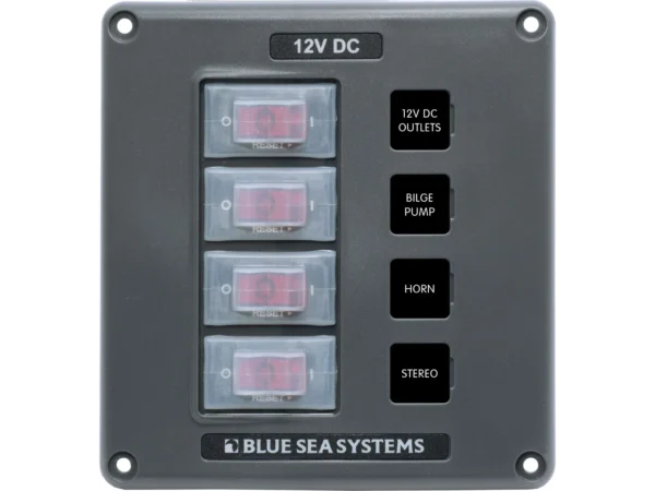 Blue Sea Water-Resistant 12V 4 Circuit Breaker Switch Panel