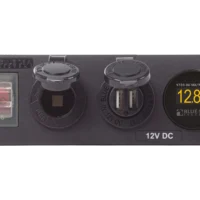 Blue Sea Water-Resistant 12V 15A Circuit Accessory Panel Socket, Dual USB, Volt Meter