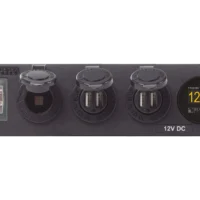 Blue Sea Water-Resistant 12V 15A Circuit Accessory Panel Socket, 2-Dual USB, Volt Meter