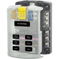 Blue Sea 5025 6-Gang Fuse Block ST ATO/ATC Negative Bus and Cover
