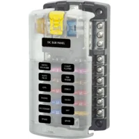 Blue Sea 5026 12-Gang Fuse Block ST ATO/ATC Negative Bus and Cover