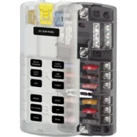 Blue Sea 5032 12-Gang 2-Group Fuse Block ST ATO/ATC Negative Bus and Cover