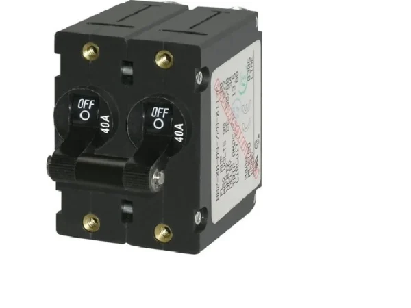 Blue Sea A-Series 40 Amp Circuit Breaker Black Toggle Double Pole - Image 1