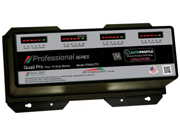 Dual Pro PS4AUTO Battery Charger, Auto Profille 4 Bank 60 Amps