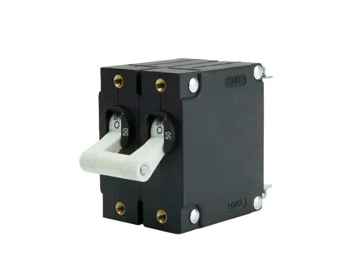 EME320250_001 EGIS A Series White Toggle Panel Mount Circuit Breaker Dual Pole AC 50 Amp Retail Pack - Image 1