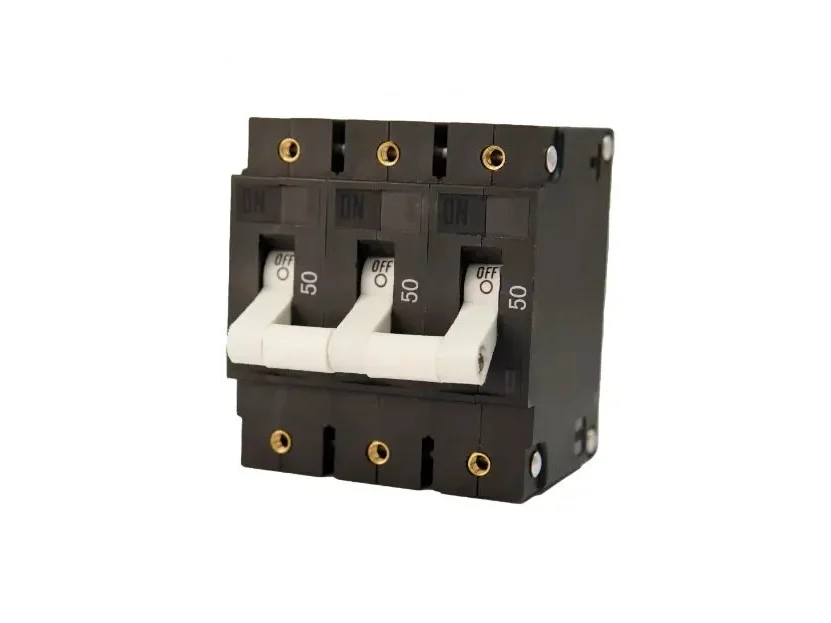 EME3503050_001 EGIS C Series White Toggle Panel Mount Circuit Breaker Triple Pole AC 50 Amp Retail Pack - Image 1