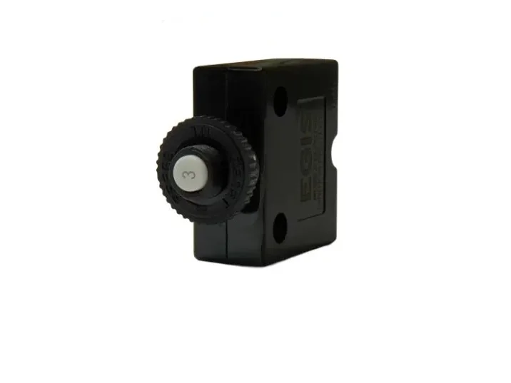 EME471103_001 EGIS Push Button Panel Mount Circuit Breaker Spade Terminals 3 Amp Retail Pack - Image 1