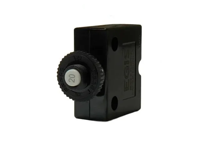 EME471120_001 EGIS Push Button Panel Mount Circuit Breaker Spade Terminals 20 Amp Retail Pack - Image 1