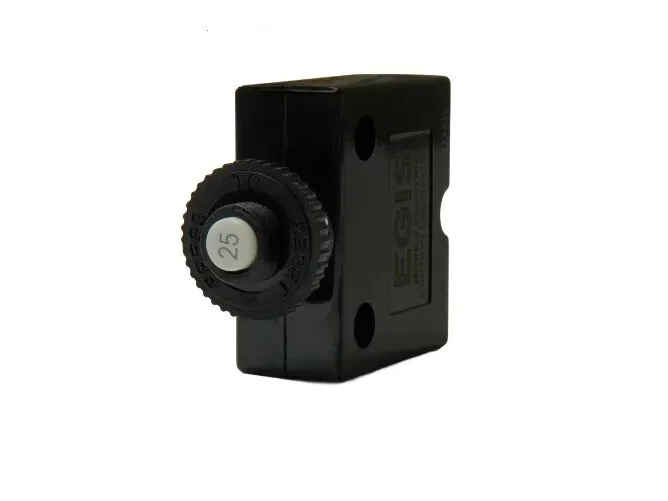 EME471125_001 EGIS Push Button Panel Mount Circuit Breaker Spade Terminals 25 Amp Retail Pack - Image 1