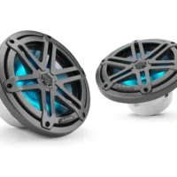 JL Audio M3 7.7in Coaxial Speakers Gray Sport Grille with RGB LED