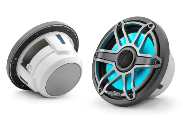 JL Audio M6 7.7in Coaxial Speakers Titanium Sport Grille with RGB LED