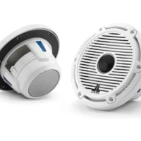 JL Audio M6 6.5in Coaxial Speakers White Classic Grille Black Tweeter