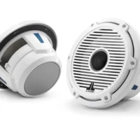 JL Audio M6 7.7in Coaxial Speakers White Classic Grille Black Tweeter