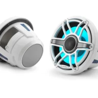 JL Audio M6 8.8in Coaxial Speakers White Sport Grille with RGB LED