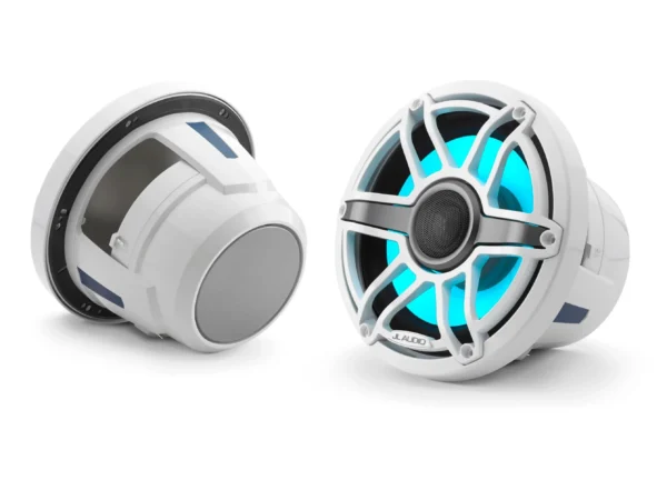 JL Audio M6 8.8in Coaxial Speakers White Sport Grille with RGB LED