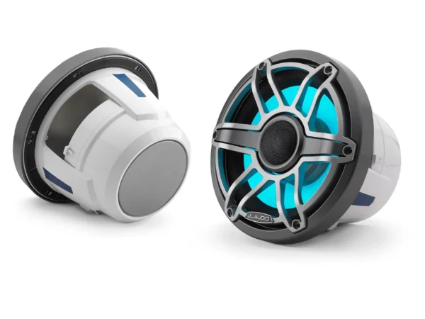 JL Audio M6 8.8in Coaxial Speakers Titanium Sport Grille with RGB LED