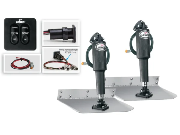 Lenco 9inx12in Standard Mount Trim tab Kit 12v Standard Integrated Switch