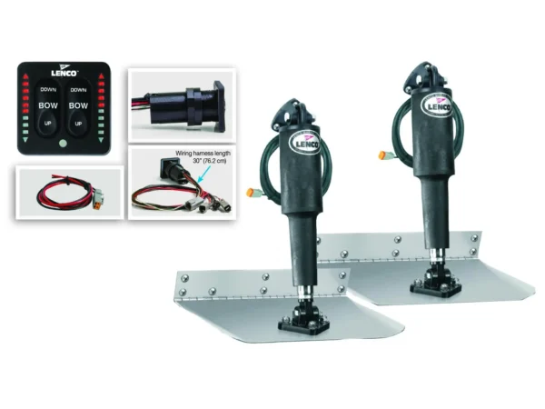 Lenco 12inx12in Standard Mount Trim tab Kit 12v with LED Integrated Switch