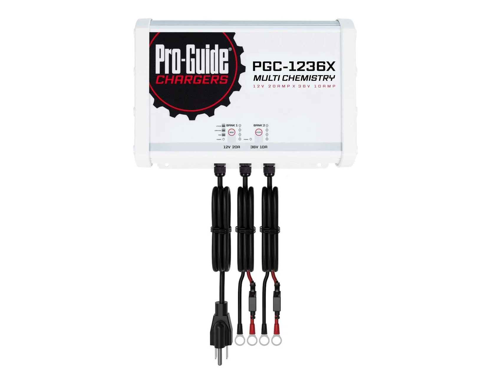 PRGPGC1236X_001 Pro-Guide PGC-1236X 2-Bank 1x12V/20A Lead Acid/LiFePo4 and 1x36V 10A LiFePO4 On Board Charger, IP68 - Image 1