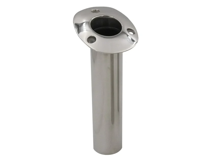 C.E. Smith 70 Series Standard Flush Mount Rod Holder - 15 Degree - Stainless Steel - Gimbal Bar Bottom - Black Liner