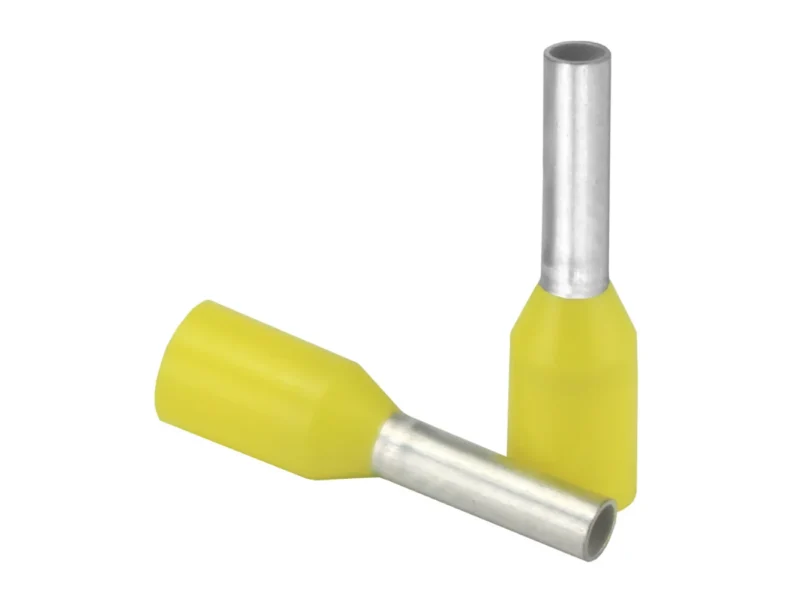 Pacer Yellow 18 AWG Wire Ferrule - 6mm Length - 25 Pack