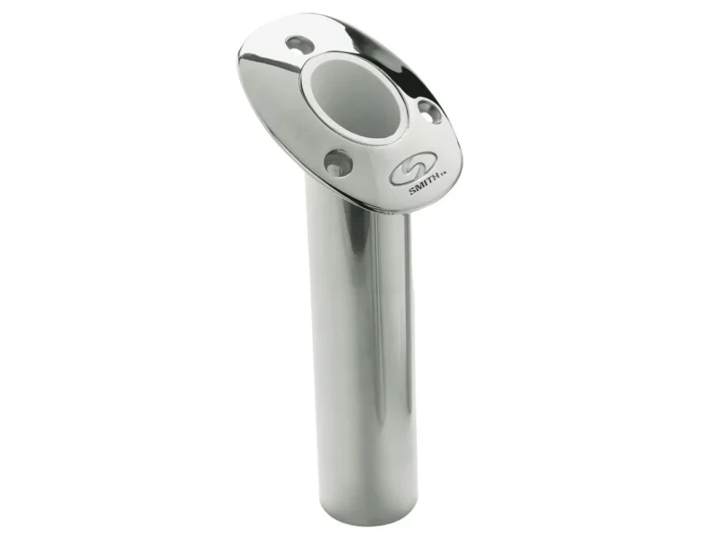 C.E. Smith Flush Mount Rod Holder - 30 Degree & 9" Depth - Stainless Steel - Cast Bottom - White Vinyl Liner