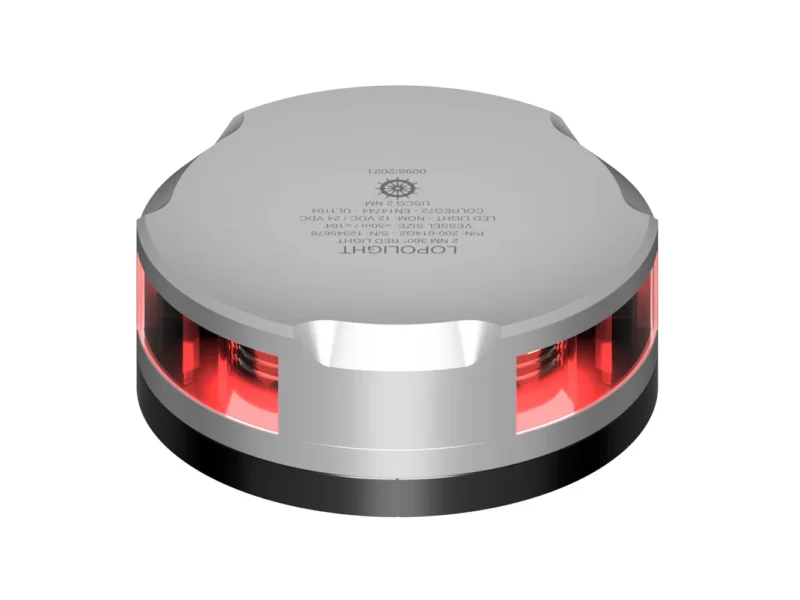 Lopolight 360-Degree Red Nav Light - 2NM - Silver Housing w/FB Base