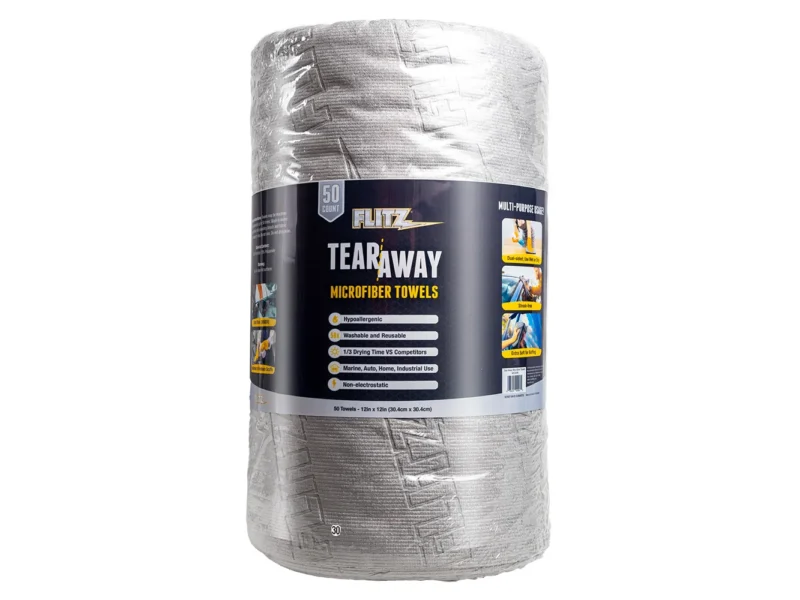 Flitz 12"x12" Tear-Away Microfiber Towels - 50-Count - Grey