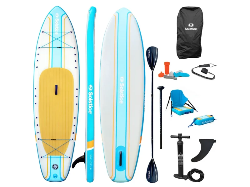 Solstice Watersports 10'6" Rambler Inflatable Stand-Up Paddleboard/Kayak 2-In-1 Kit w/Seat & Convertible Paddle - Orange