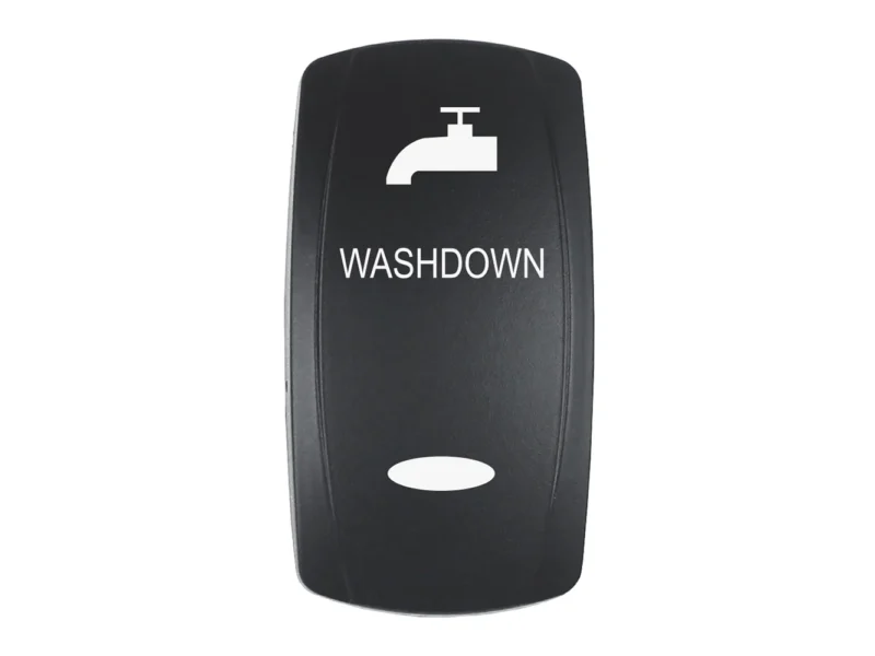 Pacer Actuator - 'WASHDOWN' f/V Series Contura Switches - Black - Laser Etched (Top/Bottom Light)