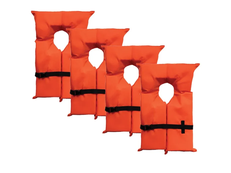 Bluestorm Type II Adult Universal Foam Life Jacket - Orange *4-Pack w/Clear Bag