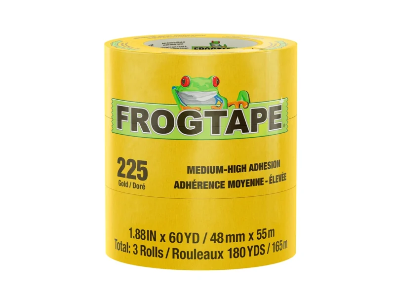 FrogTape CP 225 Medium-High Adhesion Masking Tape - 48MM x 55M x 3-Pack - Gold - Rated for 225°F