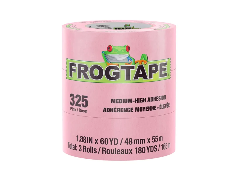 FrogTape CP 325 Medium-High Adhesion Masking Tape - 48MM x 55M x 3-Pack - Pink - Rated for 325°F