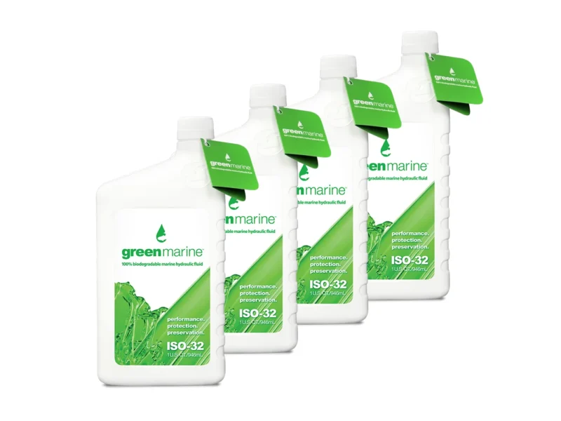 Power-Pole 4-Pack of Green Marine ISO-32 Hydraulic Fluid (1 qt Bottles)