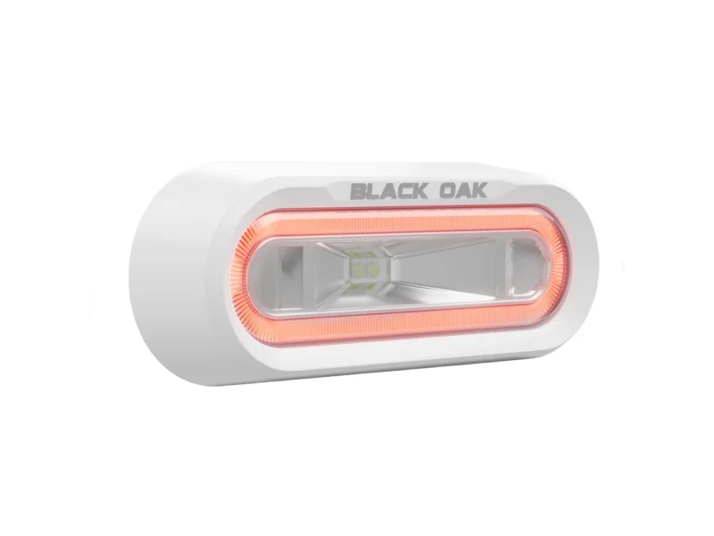 Black Oak Low Pro™ Off Road Spreader Light - Bracket Mount - White Housing - Red LED