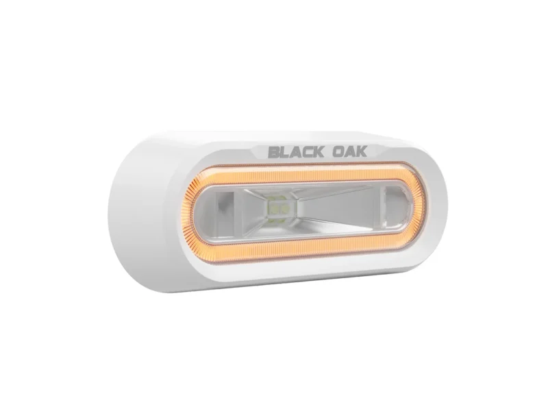 Black Oak Low Pro™ Off Road Spreader Light - Bracket Mount - White Housing - Amber LED