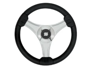 Uflex - Tavolara - 13.8" Black Polyurethane Steering Wheel w/Silver Spokes & X62 Hub