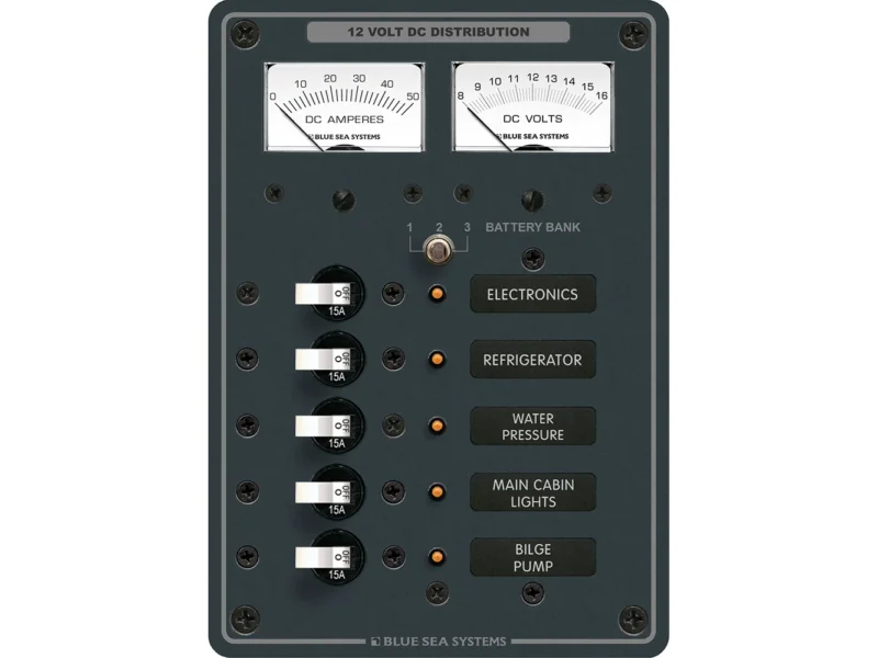 Blue Sea 8081 DC 5 Position Toggle Branch Circuit Breaker Panel - White Switches