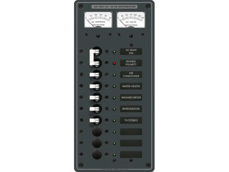 Blue Sea 8074 AC Main +8 Positions Toggle Circuit Breaker Panel - White Switches