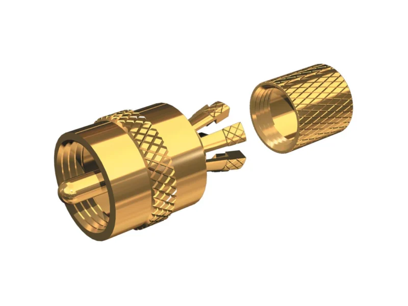 Shakespeare PL-259-CP-G - Solderless PL-259 Connector for RG-8X or RG-58/AU Coax - Gold Plated