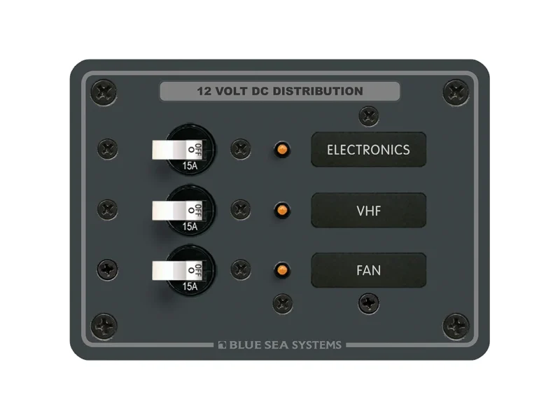 Blue Sea 8025 DC 3 Position Breaker Panel - White Switches