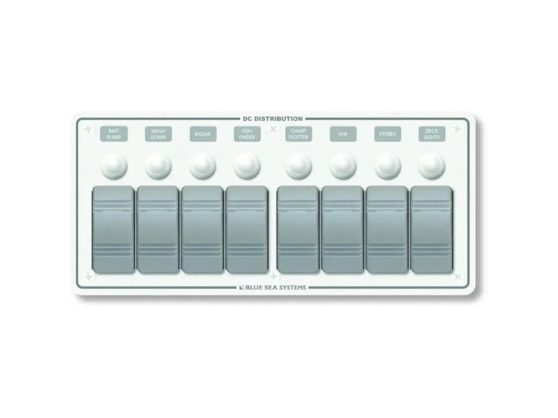 Blue Sea 8271 Water Resistant Panel - 8 Position - White - Horizontal Mount