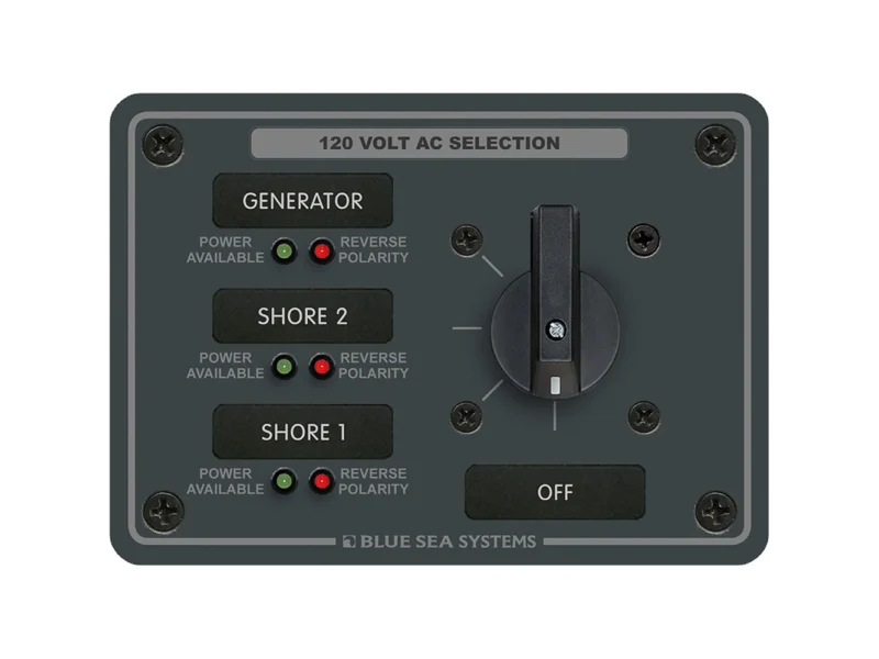 Blue Sea 8366 AC Rotary Switch Panel 30 Ampere 3 Positions + OFF, 2 Pole