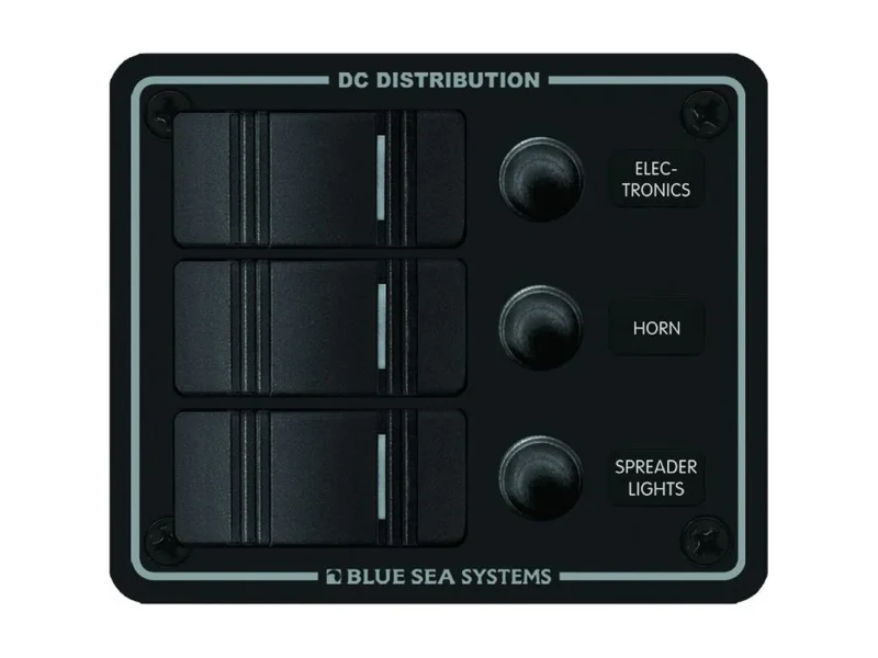 Blue Sea 8374 Water Resistant 3 Position - Black - Vertical Mount Panel