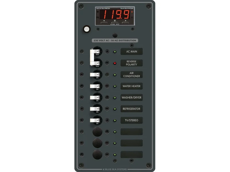 Blue Sea 8506 Breaker Panel - AC Main + 8 Positios (European) - White