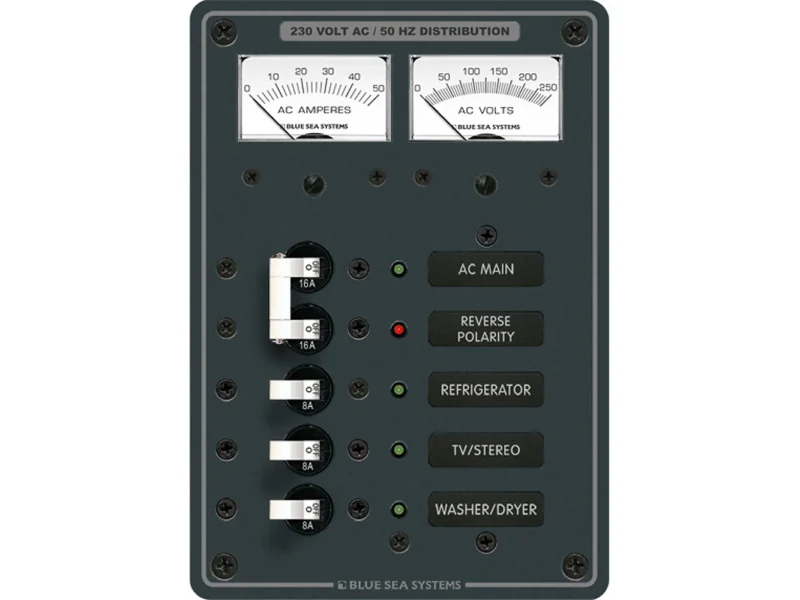 Blue Sea 8509 AC Main + Branch A-Series Toggle Circuit Breaker Panel (230V) - Main + 3 Position