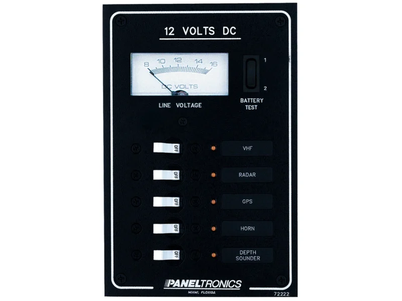 Paneltronics Standard DC 5 Position Breaker Panel & Meter w/LEDs