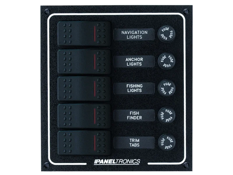 Paneltronics Waterproof DC 5 Position Lighted Rocker & Fuse